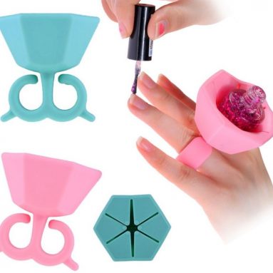 Wearable Silicone Nail Polish Bottle Ring Holder Nail Art Beauty Tools
