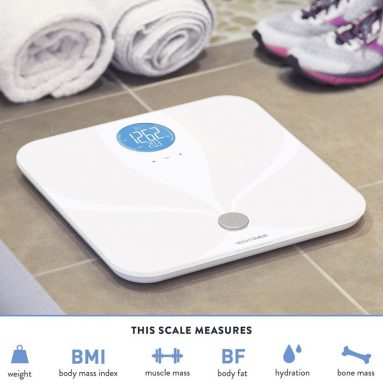 Weight Gurus Wifi Smart Connected Body Fat Bathroom Scale w Backlit LCD