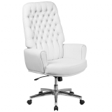 White Leather Executive Swivel Chair with Arms