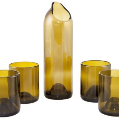 Wine Bottle Carafe Set Olive