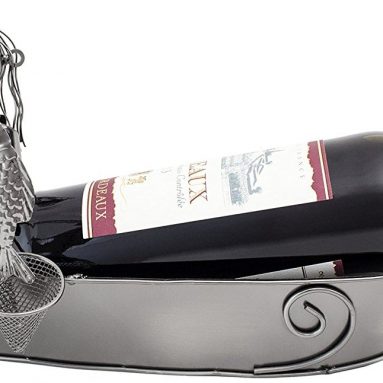 Wine Bottle Holder “Couple in Fishing Boat” Sculptures