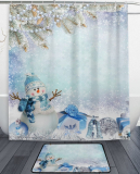 Winter Snowflake Shower Curtain and Mat Set