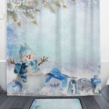 Winter Snowflake Shower Curtain and Mat Set