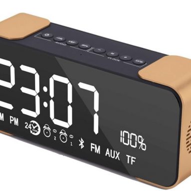 Wireless Bluetooth Stereo Speaker FM Clock Radio with Large LED Display