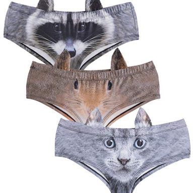 Womens’ 3D Animal Print Cute Briefs with Ears