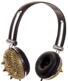 Gold Womens DJ Jeadphones Spikes BLING Headphones