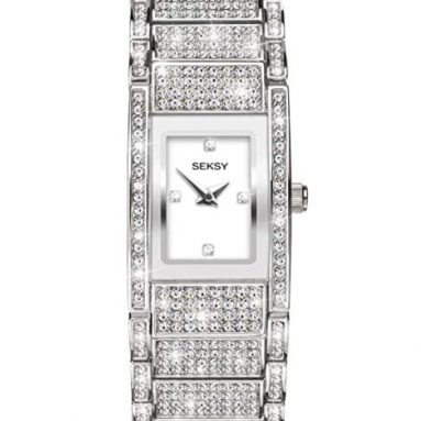 Women’s rhodium swarovski crystal watch