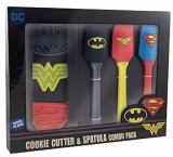 Wonder Woman, Superman and Batman Superhero Kitchen Spatula and Cookie Cutter Set