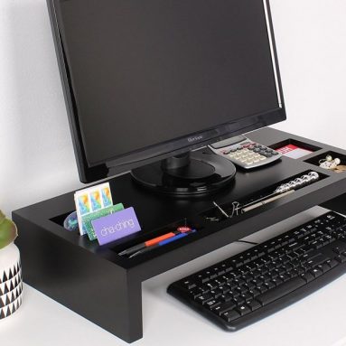Wood Monitor Riser Desk Organizer