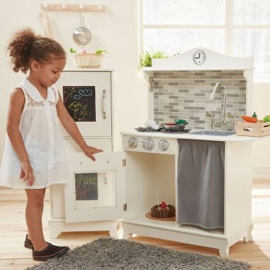 Wooden Play Kitchen with Black Board