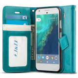 Heavy Duty Protective Shock Resistant Flip Cover Wallet Case for ASUS ZenFone 3 Laser – Aqua