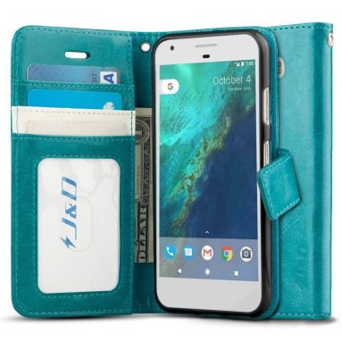 Heavy Duty Protective Shock Resistant Flip Cover Wallet Case for ASUS ZenFone 3 Laser – Aqua