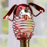 Decorative Spring Red Wrought Iron Dog Figurine Wine Bottle Stopper