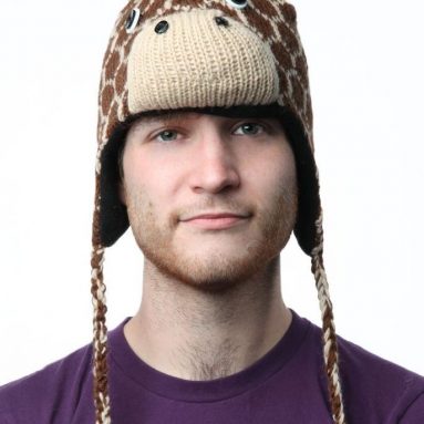 Giraffe Brown Wool Pilot Animal Cap/Hat