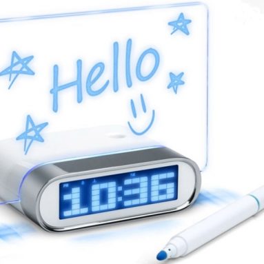 4 Port USB 2.0 Desk Hub Glowing Memo Board Alarm Clock