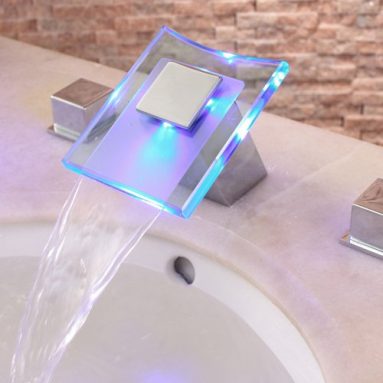 LED Hydroelectric Waterfall Sink Faucet