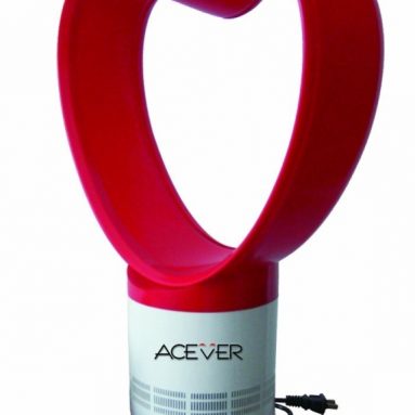 Bladeless Air Purifier Fan Remote Control Heart Shape Red