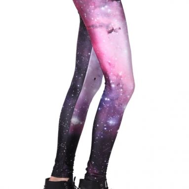 Starry Night Printed Polyester Stretch Leggings