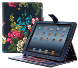 Navy Floral Style Case Cover Stand for iPad 4