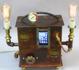 Steampunk Boom Box and Desk Lamp