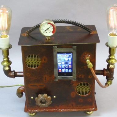 Steampunk Boom Box and Desk Lamp
