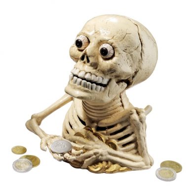 Skeleton Cast Iron Mechanical Coin Bank