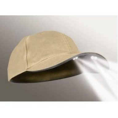 4-LED Khaki Unstructured Flashlight Hat