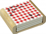 Picnic Guests Design Absorbent Coasters in Wooden Holder