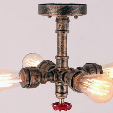Industrial Iron Water Pipe Ceiling Pendant Light