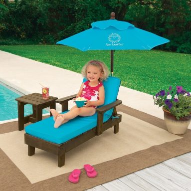 Sun Smarties Outdoor Chaise With Umbrella And Table Turquoise