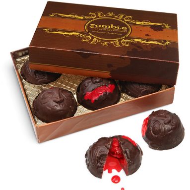 Chocolate Zombie Head Bon Bons with Cherry Brains