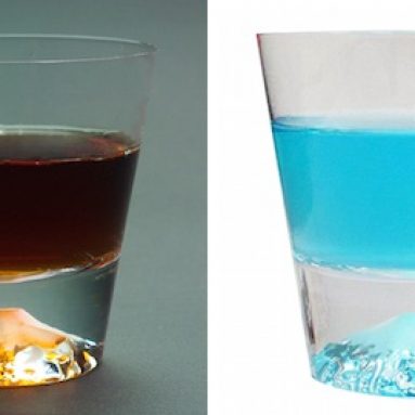 Japanese mountain-theme rock glass