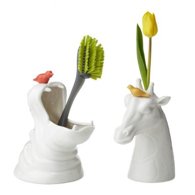 GIRAFFE AND HIPPO VASES
