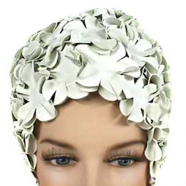 Vintage Style Petals Latex Swim Bathing Cap