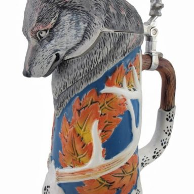 Wolf Beer Stein with Lid