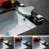 Color Changing LED Waterfall Bathroom Sink Faucet