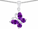 Butterfly Pendant Made with Genuine Amethyst