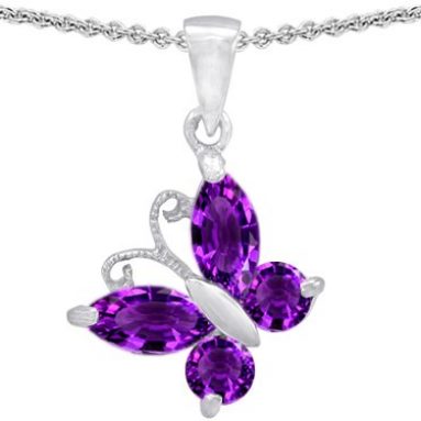 Butterfly Pendant Made with Genuine Amethyst