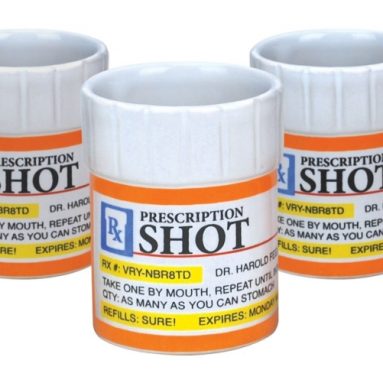 Prescription Pill Bottle Shaped Shot Glass Set