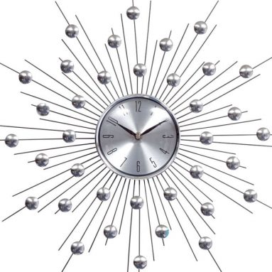 Silver Starburst Wall Clock