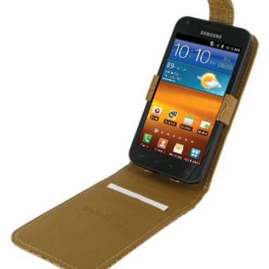 Brown Crocodile Pattern Leather Case for Samsung Galaxy S II