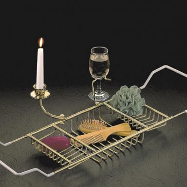 Bathtub Caddy with Candle Holder and Wine Glass Holder