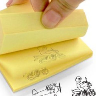 Sticky note pad with printed animation