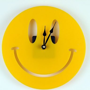 Smiley Face Yellow Acrylic Wall Clock