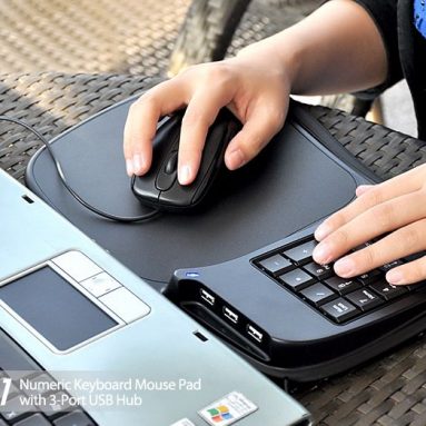 Numeric Keyboard Mouse Pad with 3-Port USB Hub