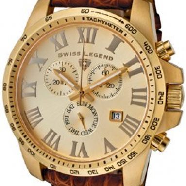 Men’s Defender Chronograph Rose Dial Light Brown Alligator