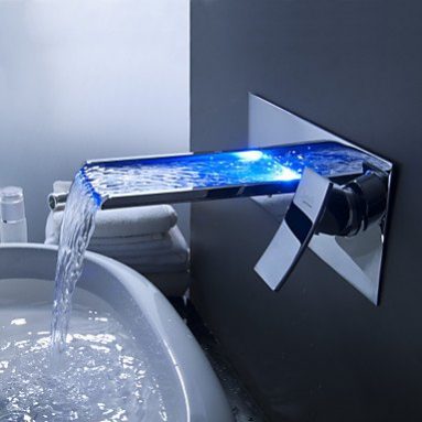 Color Changing LED Waterfall Bathroom Faucet