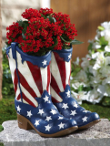 Patriotic Cowboy Boots July 4th Garden Planter