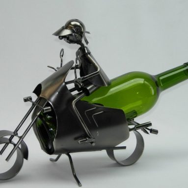 Caddy Motocyclist Metal Wine Bottle Holder