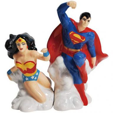 Superman and Wonder Woman Salt & Pepper Shakers